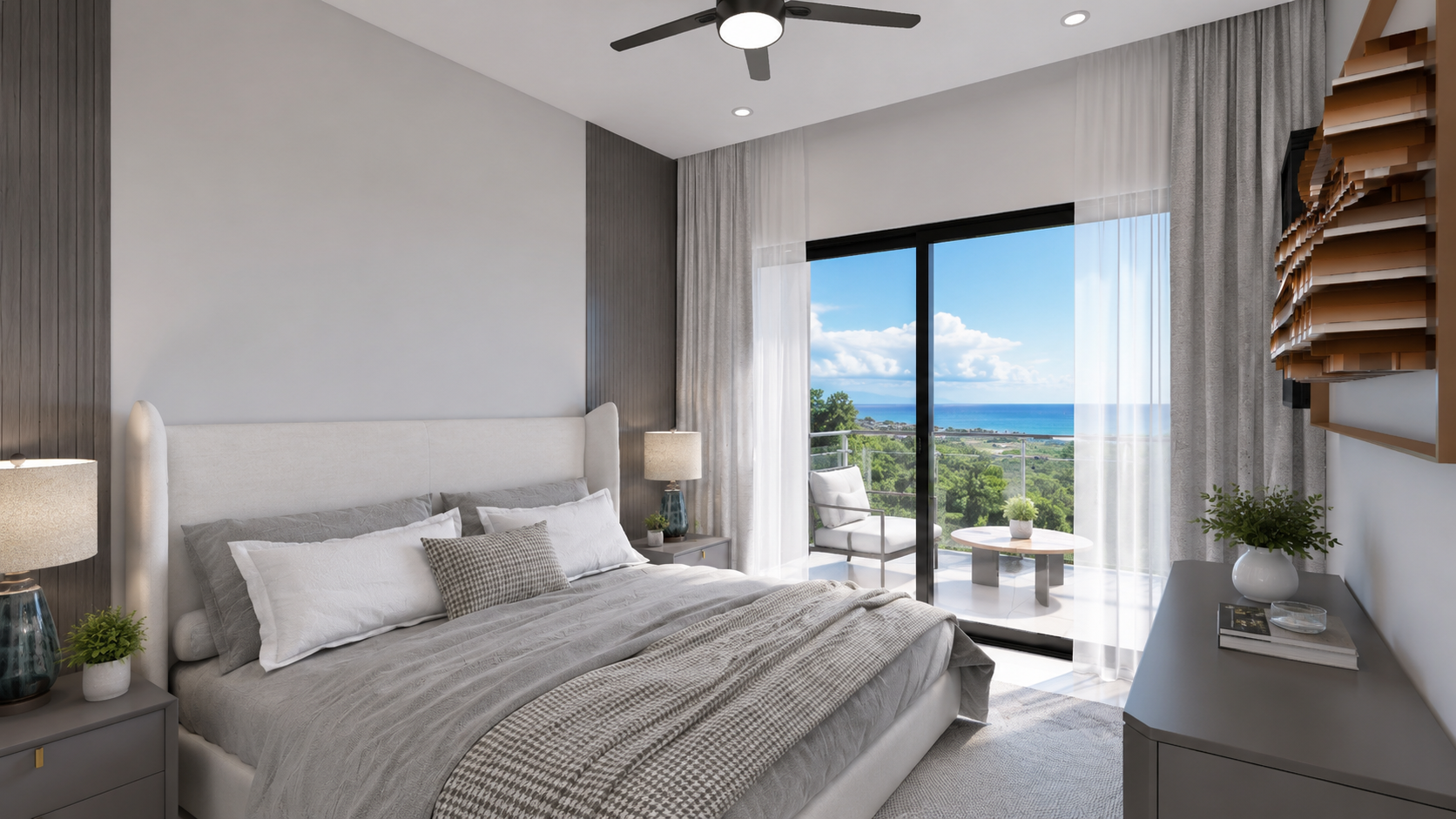 The Summit penthouse master bedroom, daytime